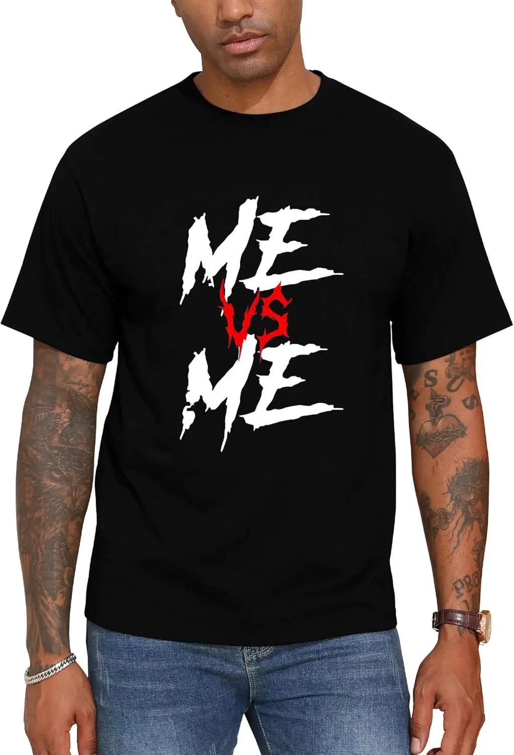 Mens Graphic T Shirts VS ME Short Sleeve Slogan Print Summer Top Tees For Men 100% Cotton Trendy Y2K Short-Sleeve Tee – Soft,