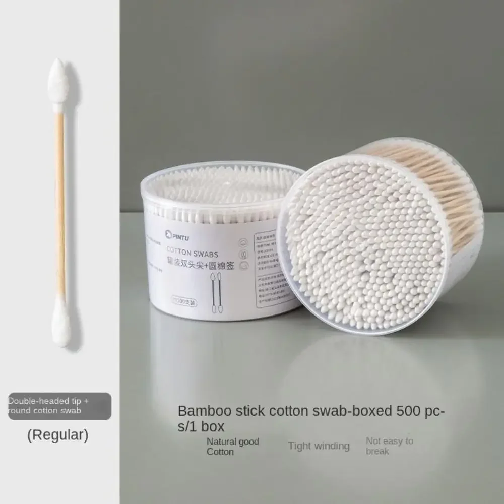 Tampone di cotone portatile a doppia testa Bastoncini in legno Tampone di cotone usa e getta multiuso Tamponi di cotone per la pulizia