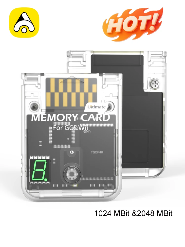 Karta pamięci 1024 MBit i 2048 MBit do Gamecube/Wii (RVL-001) z wyświetlaczem cyfrowym i 8 wirtualnymi kartami pamięci po 16 MB każda — zdjęcie produktu 7