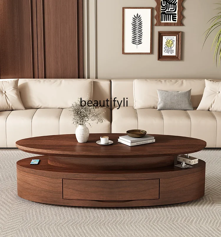 

Q Italian Modern Simple Small Apartment Living Room Home High-End Designed by a Maestro Mid-Ancient Style Solid Wood Oval