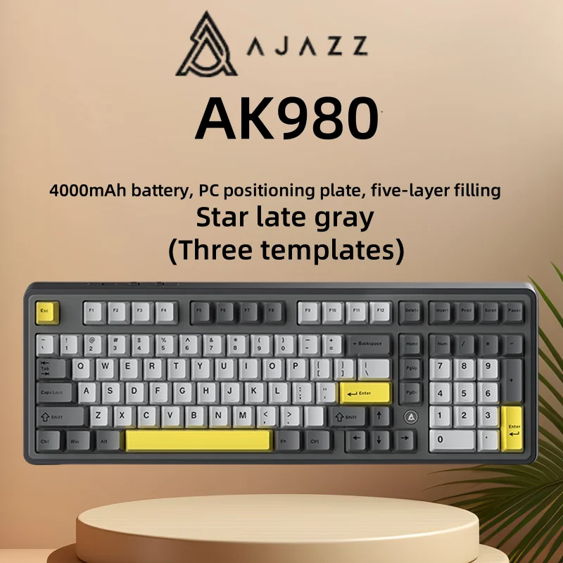 

Ajazz AK980 99Key Tri-Mode Mechanical Keyboard Hot-Swap PBT RGB Gasket Mount for PC Mac Gaming