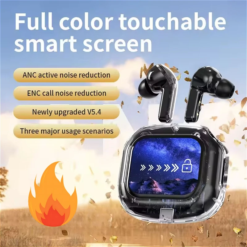 سماعات رأس لاسلكية تعمل باللمس، سماعات رأس ذكية، سماعات هاي فاي، سماعة رأس بلوتوث مع علبة شحن #2