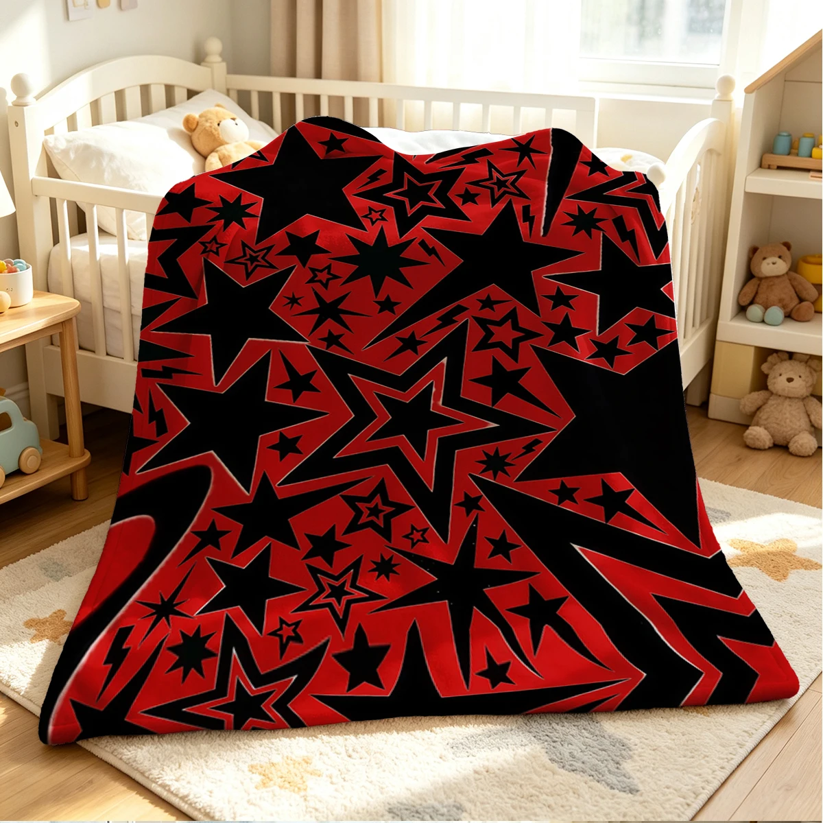 Red Star Flannel Blanket Warm Soft Halloween Christmas Couch Warm Cozy Decorative Decor Gift for All Season