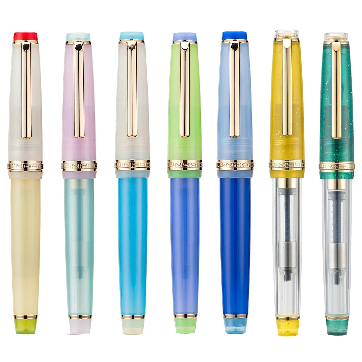 1PCS Jinhao 82 Fountain Pen Customized Mixed Macaron Color Acrylic Golden Trim with Converter Writing Pen Office Supplies
