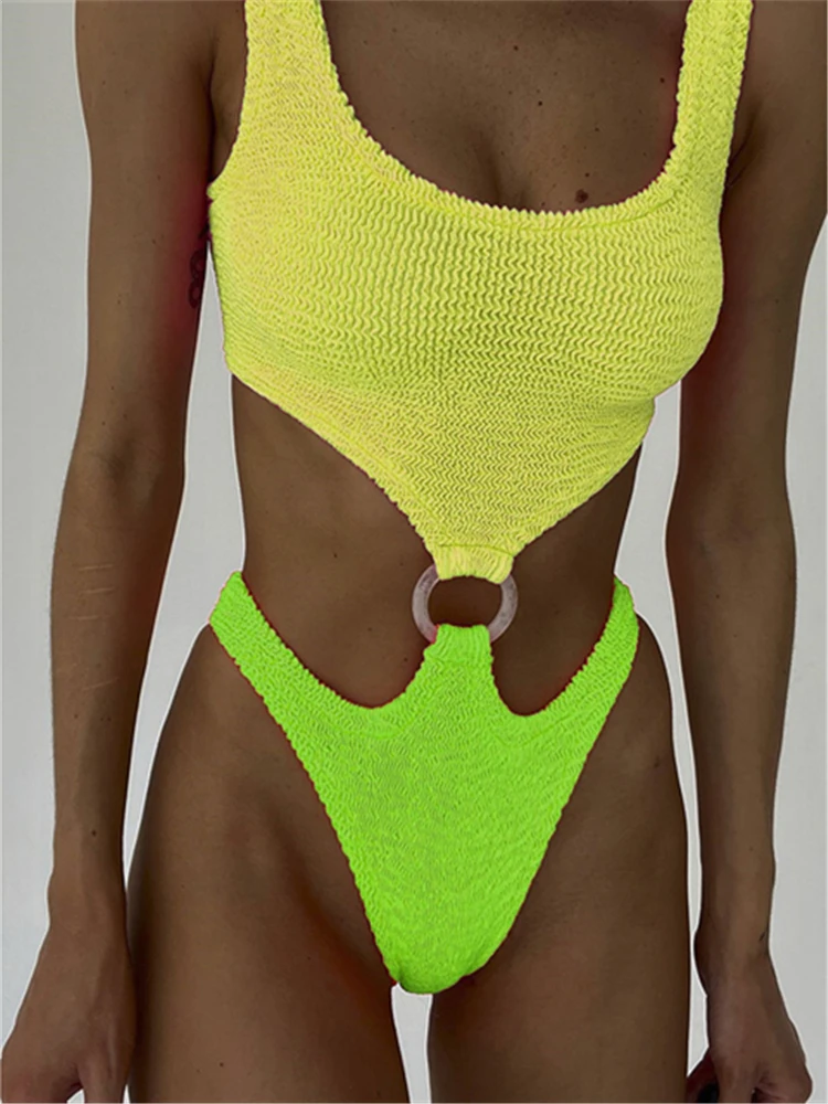 Lorylei Bikini Patchwork Swimsuit Hollow Out Female Swimwear Sexy Monokini Swimming Suits Beachwear Bathing Suits Beachwear B947