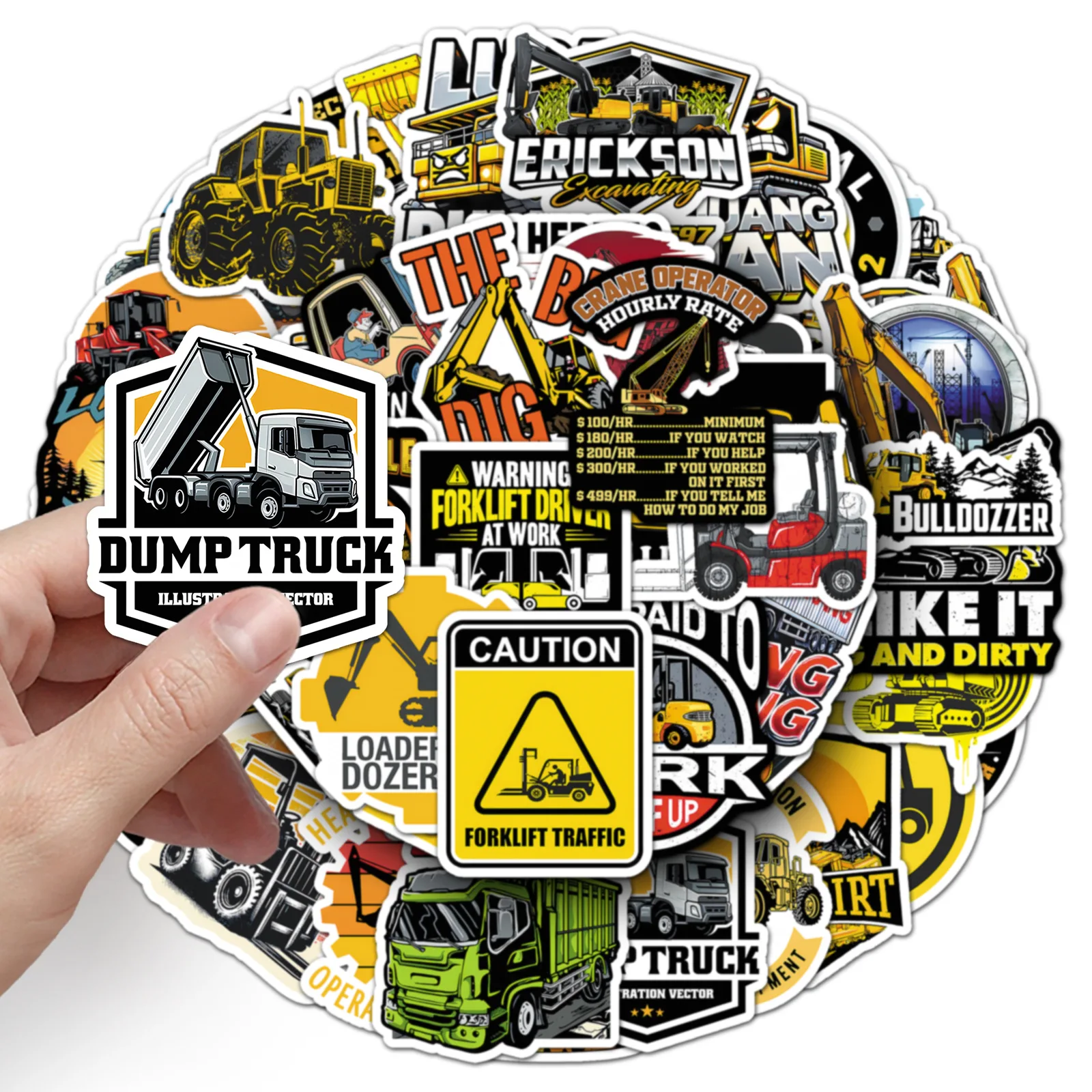 10/50 個掘削機トラック漫画ステッカーエンジニアリング機 - Heavy Equipment Stickers のレビューと価格