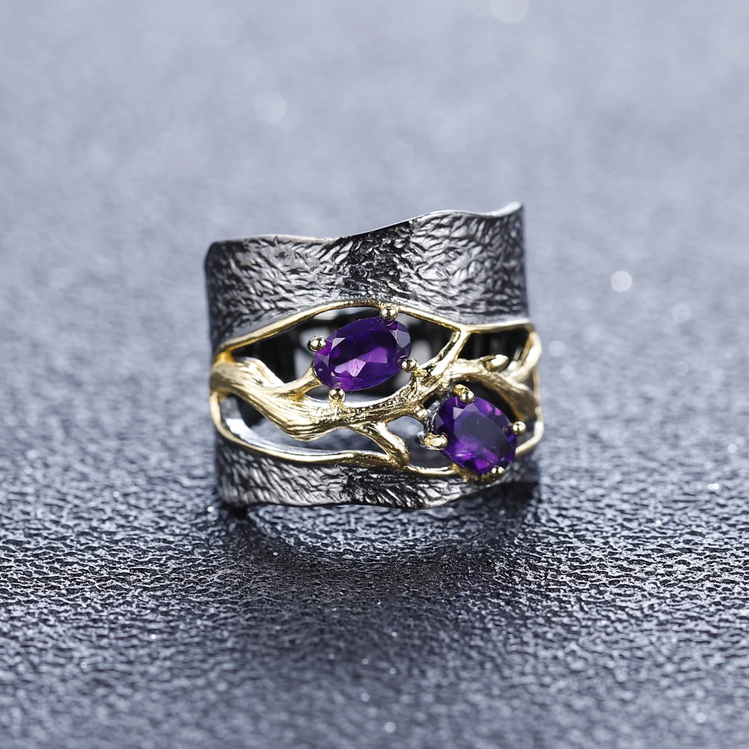 Luxury brand genuine real jewels Secret Garden Premium Designer with Spliced Branches s925 Sterling Silver Inlaid Natural Ring h