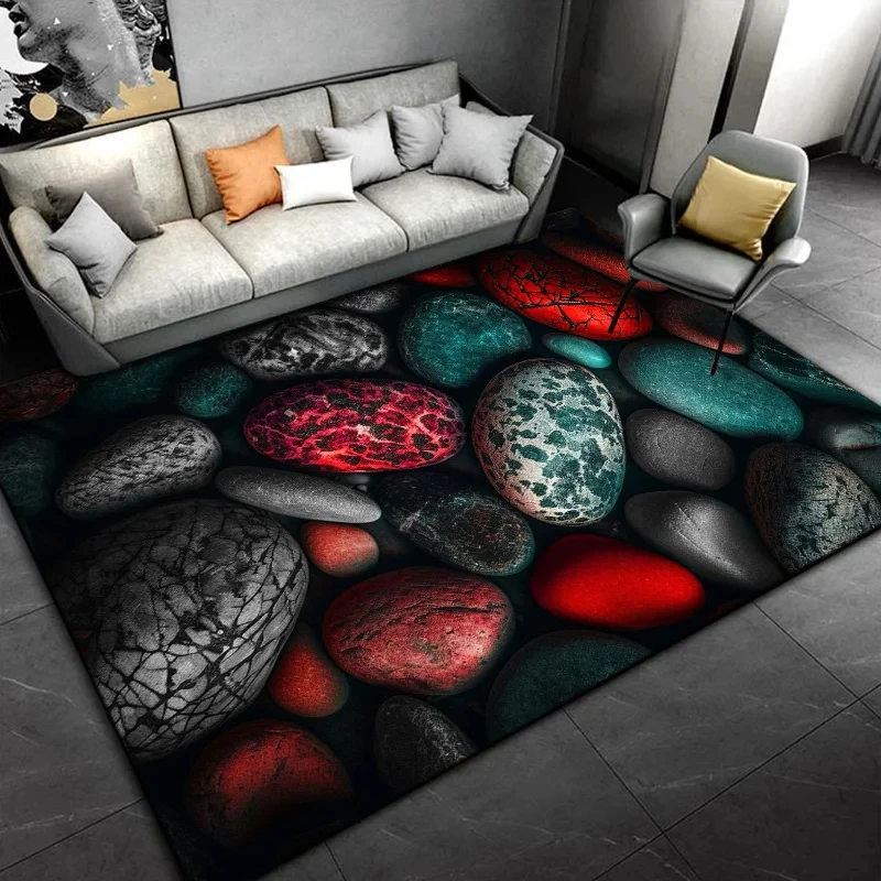 Cobblestone Glass Stone Area Rug,Carpet for Living Room Bedroom Sofa Doormat Decoration,Non-slip Floor Mat Tapetes Home Decor