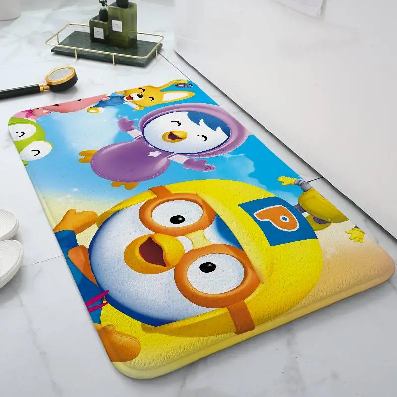 شعبية الكرتون P-PORORO الكلمة حصيرة الحمام ماصة حصيرة بسيطة باب الأوساخ مقاومة حصيرة المنزل المطبخ حصيرة القدم حصيرة دخول حصيرة