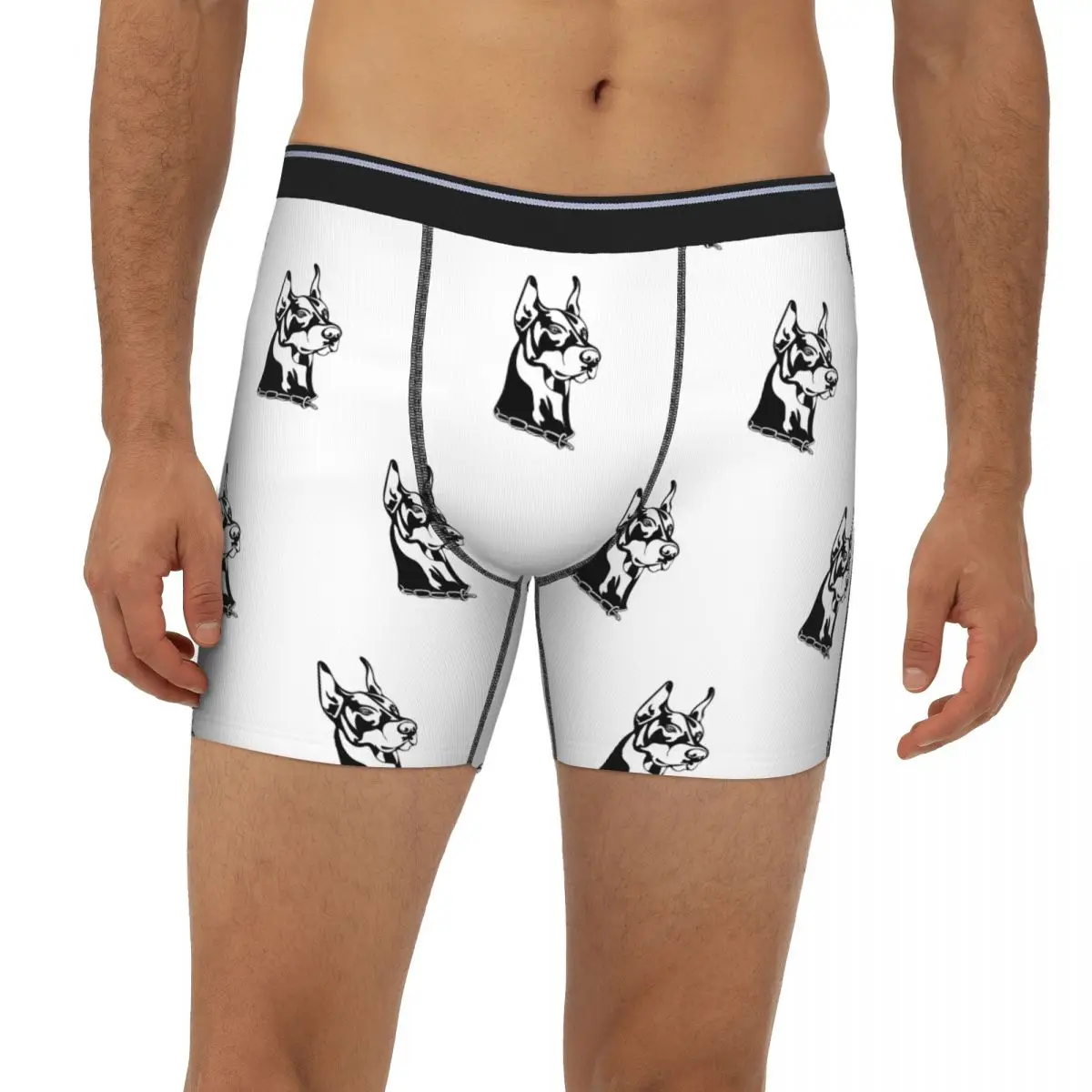 

Doberman Dog Canine Portrait Long Boxer Underpants Short Men's Panties Breathable Underwear for Homme Man Boyfriend Gifts