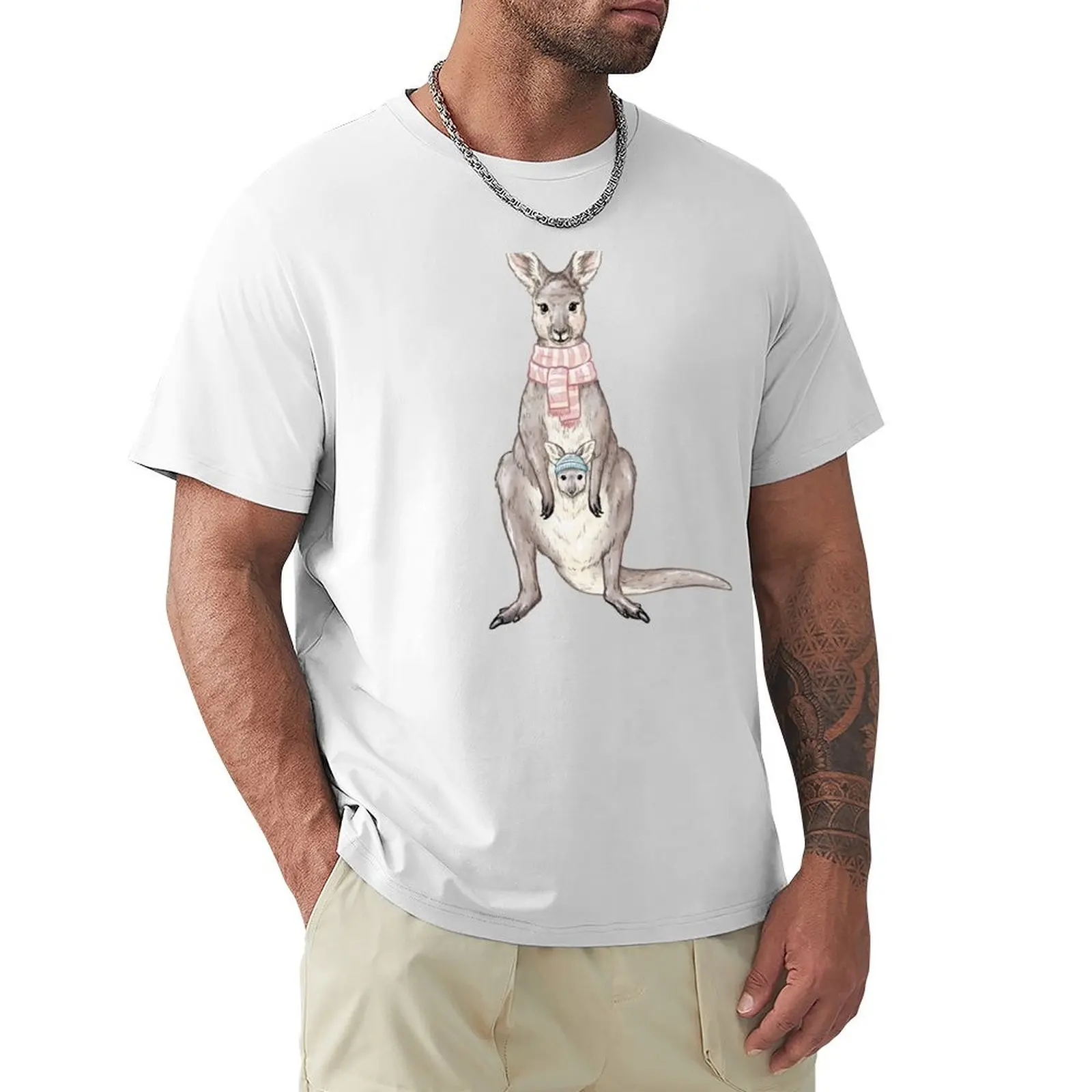 Australian Winter Animals - Kangaroo T-Shirt Aesthetic clothing graphics customs design your own oversized T-shirt men