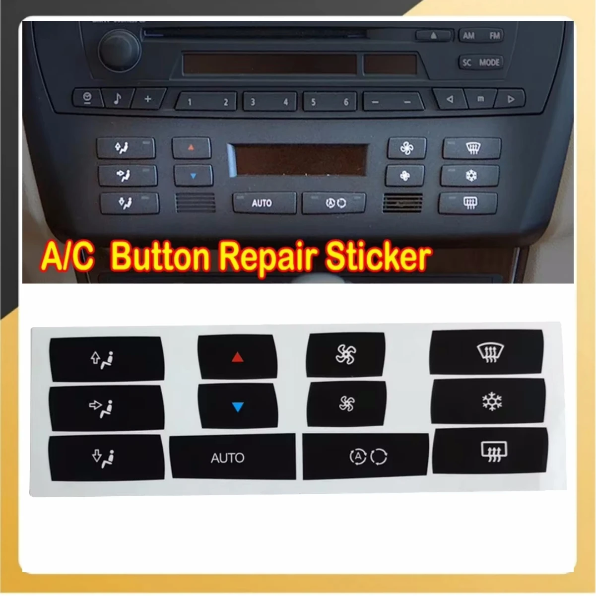 

For BMW X3 E83 2003-2010 Vinyl Climate Control Button Knob Overlay Stickers Repair Set/kit Replacement Car Accessories