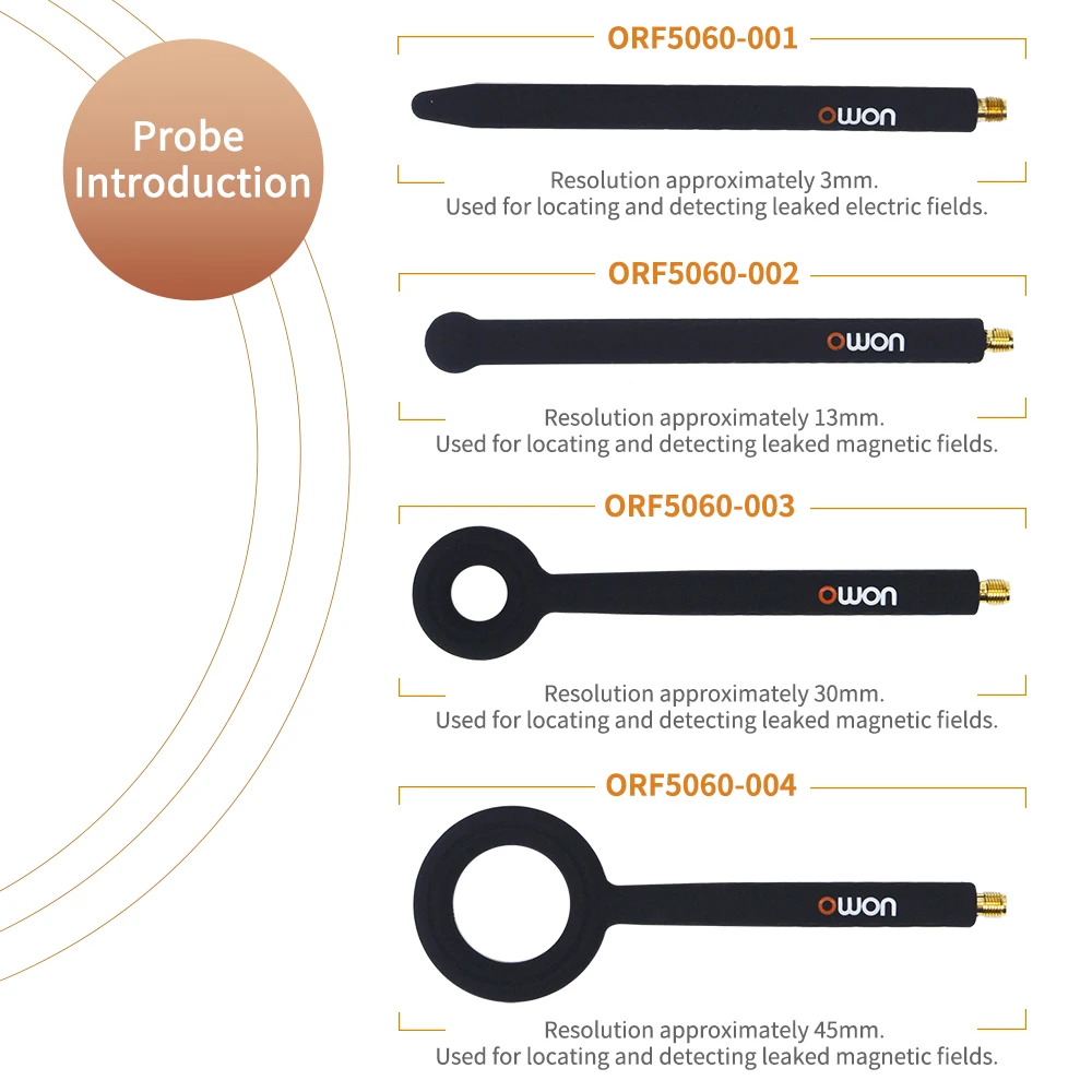 OWON ORF5060 Complete Near Field Probe Kit Multiple Probe Heads 1000mm RF Cable 1-6GHz EMI Radiation Measurement Tool