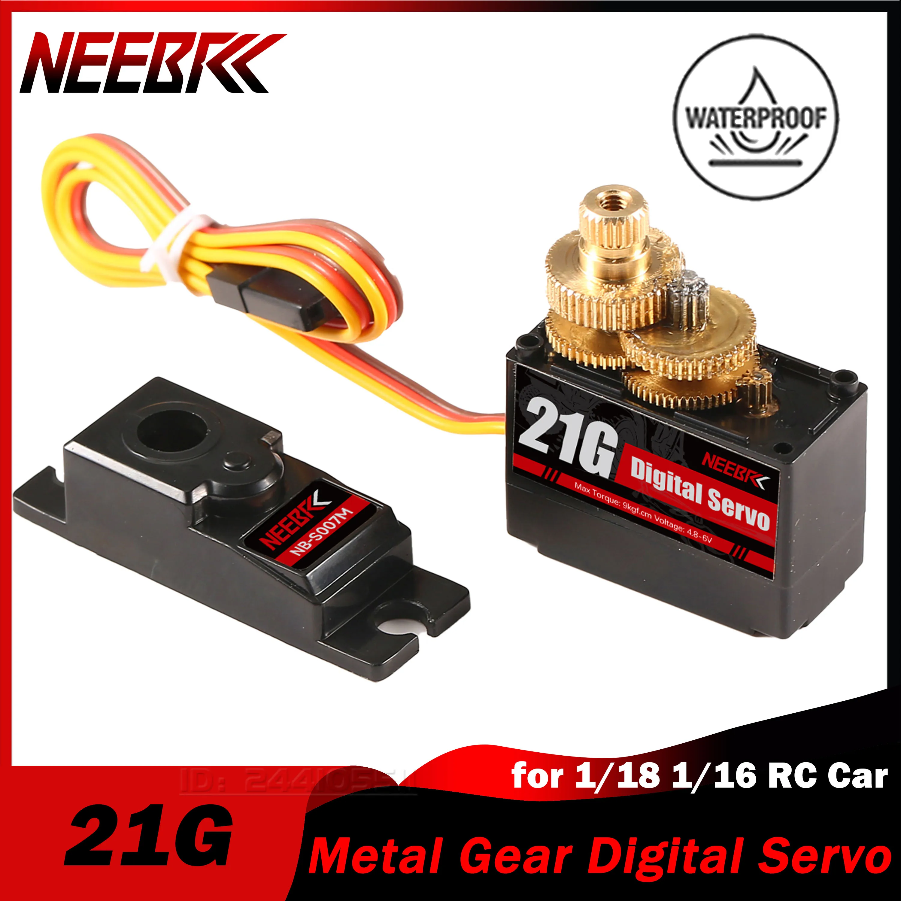 

NEEBRC 21g Waterproof Digital Servo Metal Gear Motor for 1:18 1:16 Micro RC Car HYPER GO WLTOYS 144001 Truck Plane Boat Robot