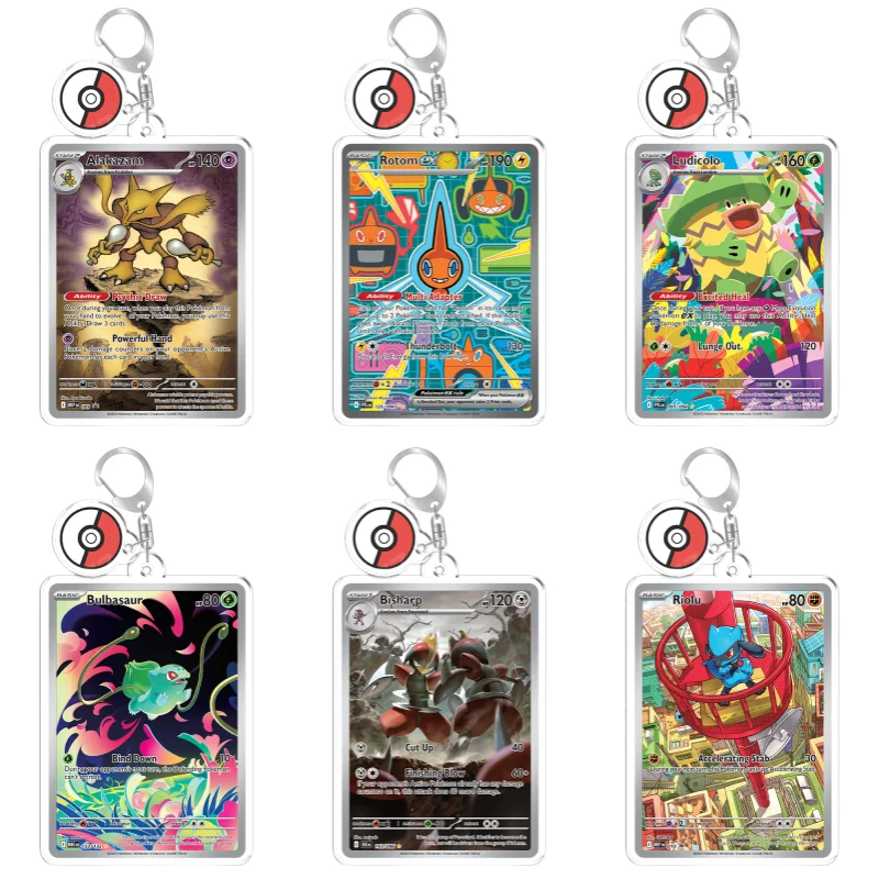 Keychain for Pokemon Rotom Ludicolo Riolu Sharpedo Anime Game Fans Gifts Recycled Acrylic Backpack Pendant Decoration Rare Toy