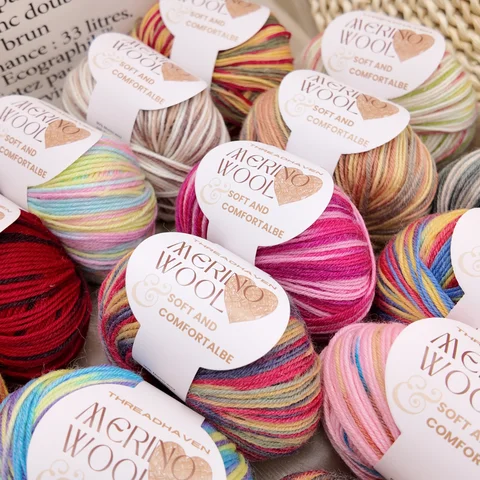 10 Pcs/500g Stretch Dyed Merino Wool Yarn, Soft and Comfortable, Warm and Breathable