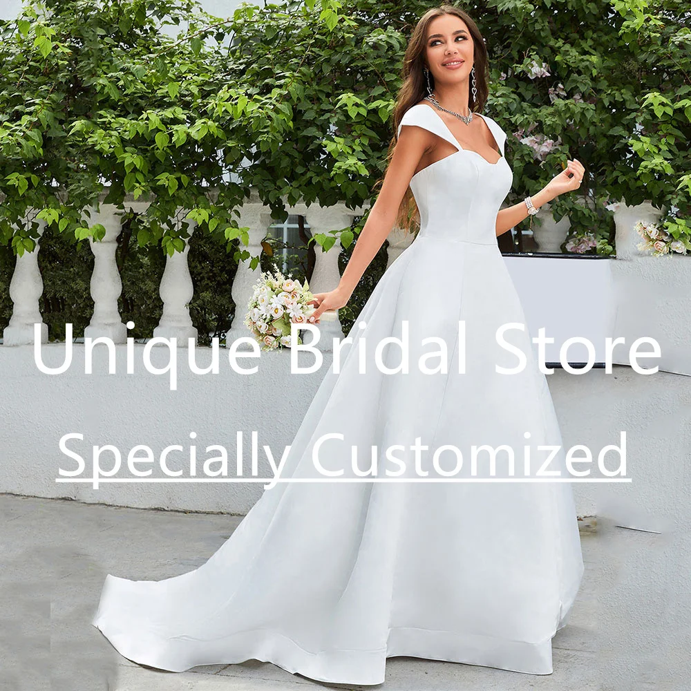 Customized Vintage 2023 Custom Wedding Dress Cap Sleeves Sweetheart Neck A-Line Back Zipper With Button Pleated Elegant Bridal G