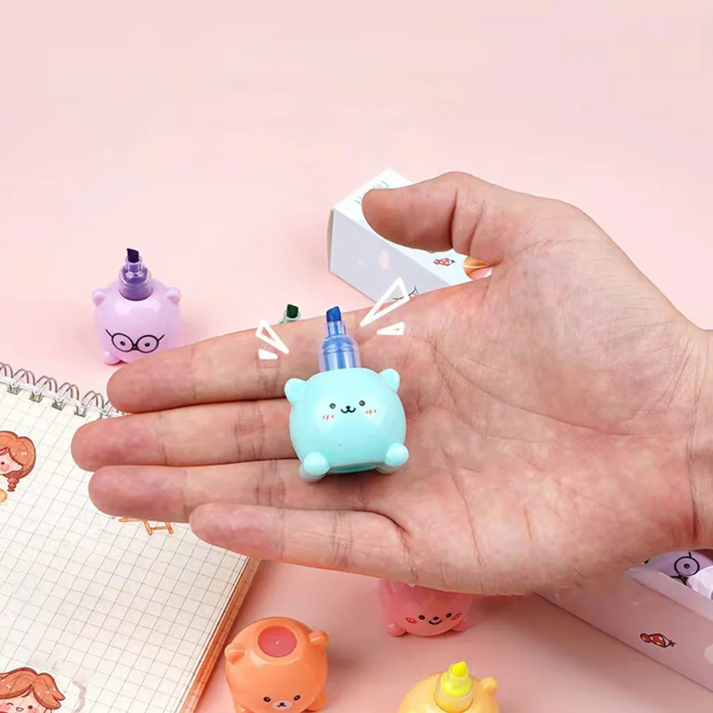 Bear Highlighter Bookmarks Multi-function Marking Pen Scrapbook Marker Portable Student Small Work Plastic