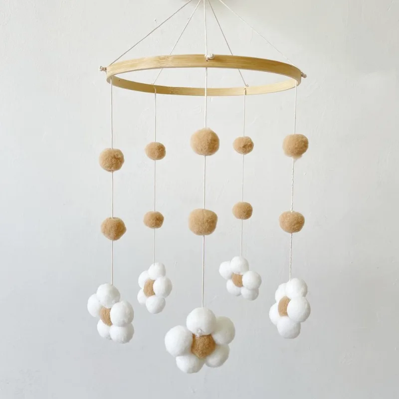 Ins Nordic Fur Ball Flower Wind Chime Bed Bell Baby Room Children's Room Children's Clothing Store Wind Chime Decoration