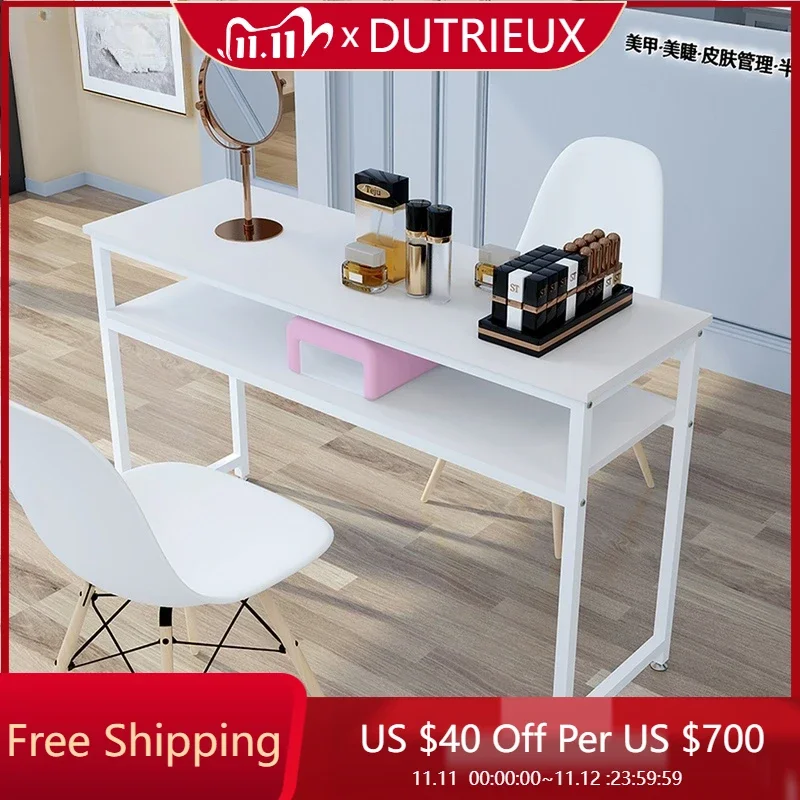 

Professionals Organiser Nail Desk Stand White Aesthetic Modern Nail Table Designer Salon Scrivania Per Unghie Manicure Furniture