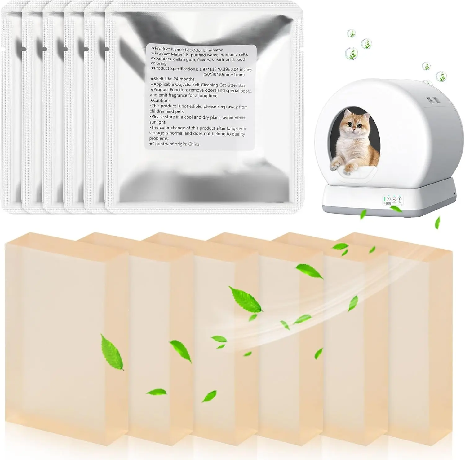 

Pet Odor Eliminator: 6-Pack Floral Scent Gel for Meowant Self-Cleaning Litter Boxes - Long-Lasting Neutralizer and Effortless
