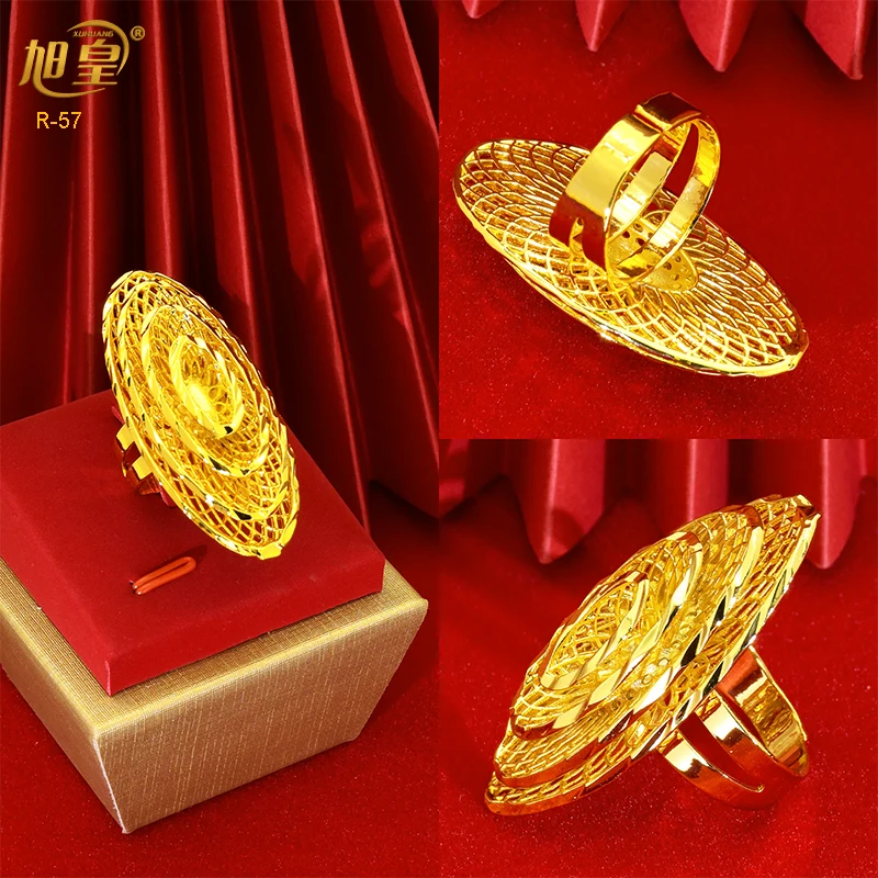 XUHUANG Dubai Gold Color Rings For Women Wedding Africa Bride Indian Fashion Hawaiian Jewelry Party Gifts New Style