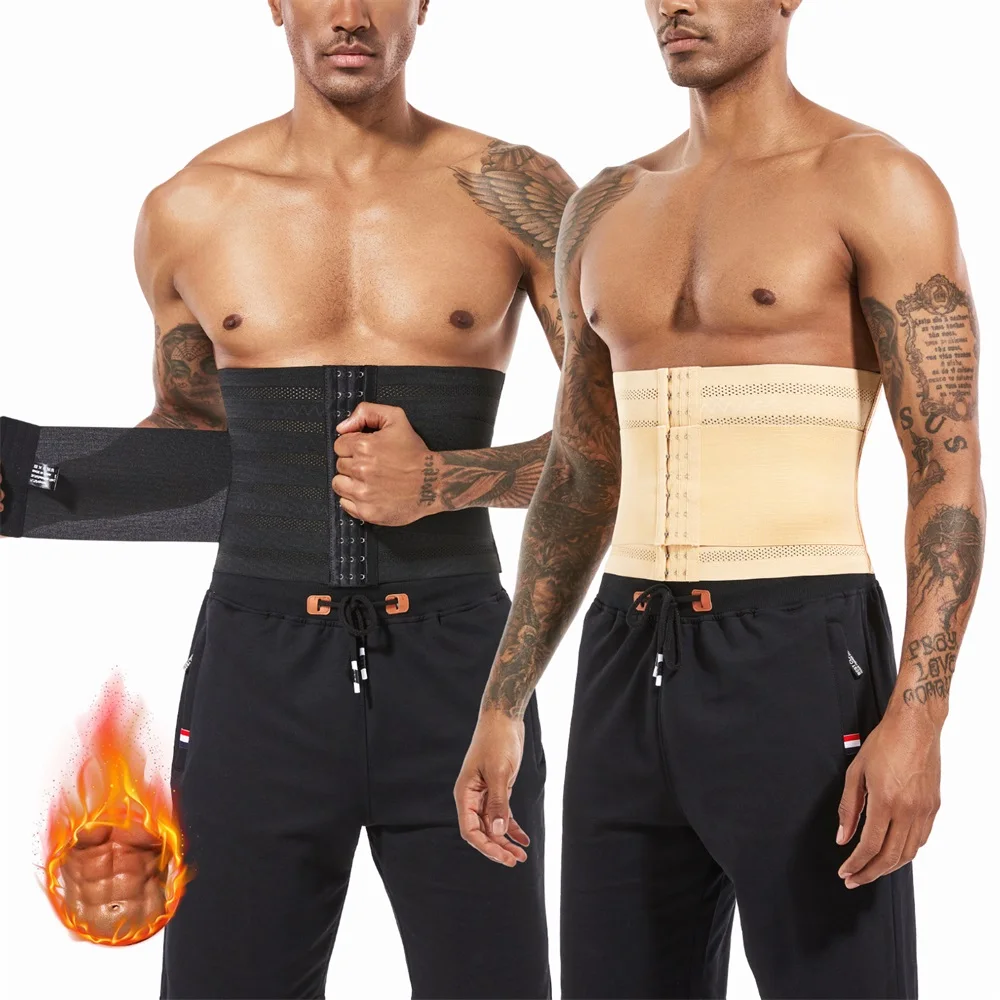 Men's Waist Trainer Corset Binders Shapers Tummy Wrap Body Shapewear Slimming Belt Flat Belly Fitness Workout Men Shapers Girdle