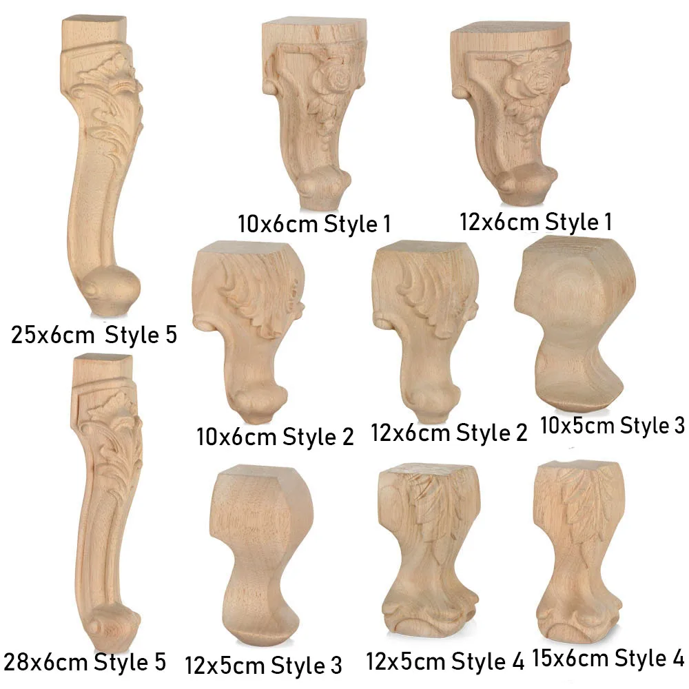 European Style Solid Wood Carved Furniture Foot Legs Cabinet Seat Feets Vintage Home Decor Decoration Accessories
