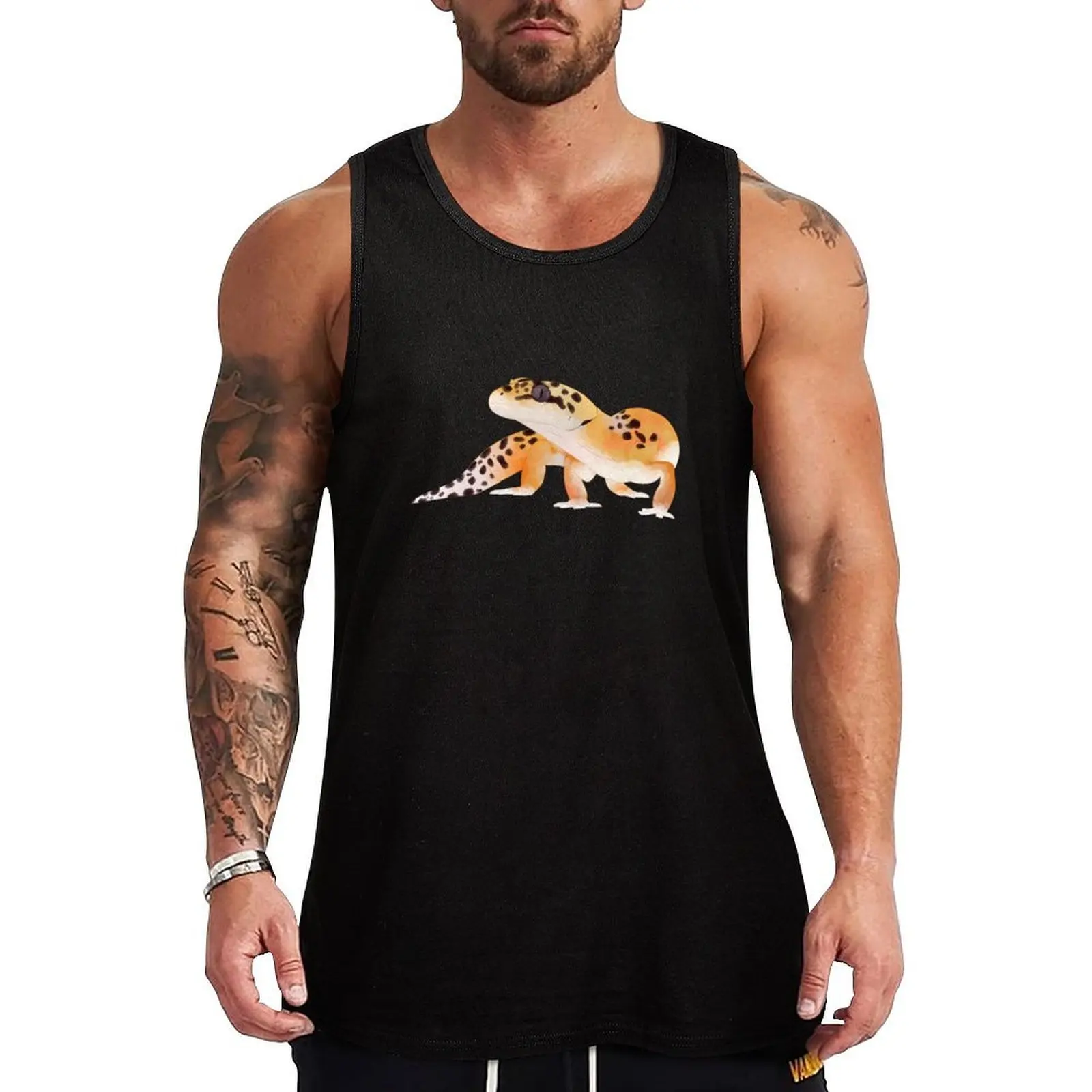 Leopard Gecko, Gecko Lovers, Painted Watercolor Gecko Tank Top Breathable Athletic Tank Top Workout Quick Dry Shirt