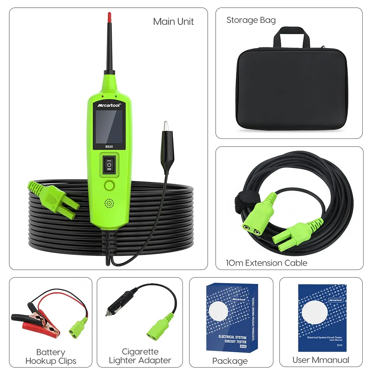 Kit sonda tester circuito automobilistico, tester di tensione 12V 24V con torcia per test CA/CC, resistenza eodi