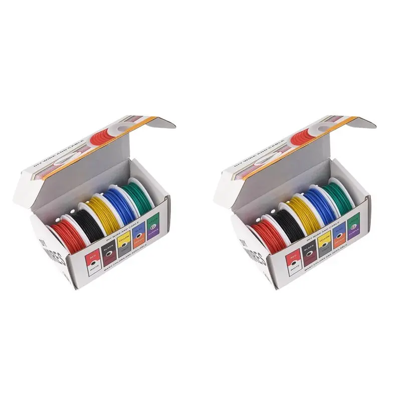 

2025 Trend 2X 22AWG Electric Wire Flexible Silicone Wires 22 Gauge Stranded Tinned Copper Wire 5 Colors 16.4Ft/5M Each