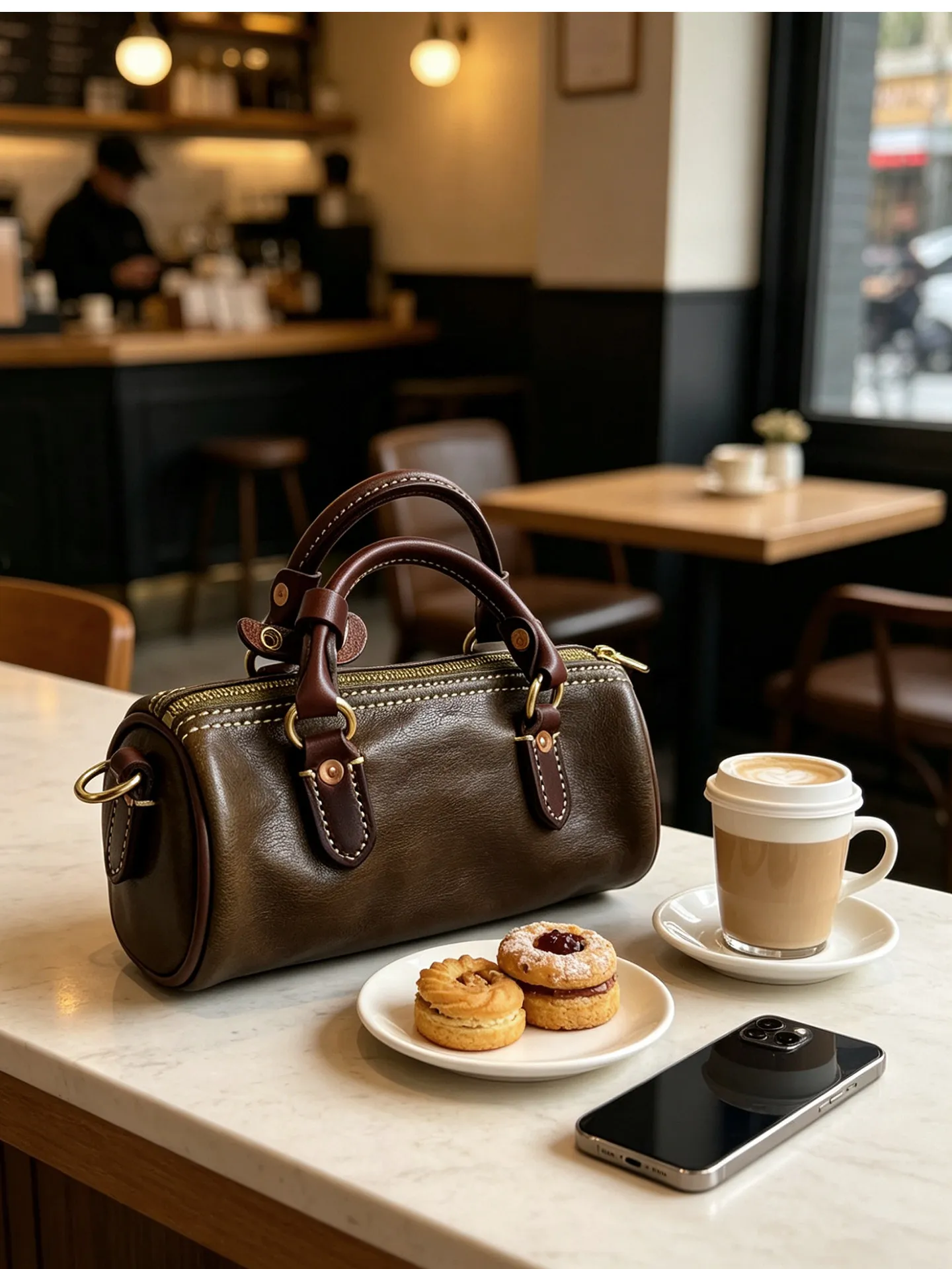 Lässige Outdoor-Handtasche für den Alltag, luxuriöse handgefertigte Damenhandtasche aus pflanzlich gegerbtem Rindsleder, modische Designer-Umhängetasche aus echtem Leder für Damen. – Detail 4