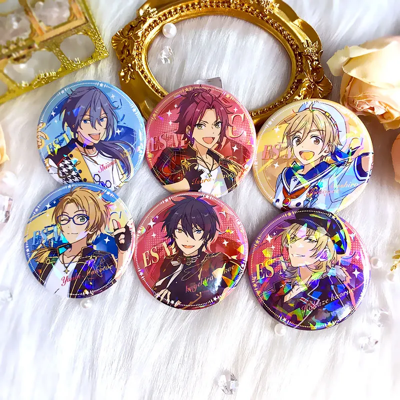 Anime Hakaze Kaoru Yuuki Makoto Shinobu Sengoku Cosplay Laser Metal Badge Bags Button Brooch Pin Souvenir Toy