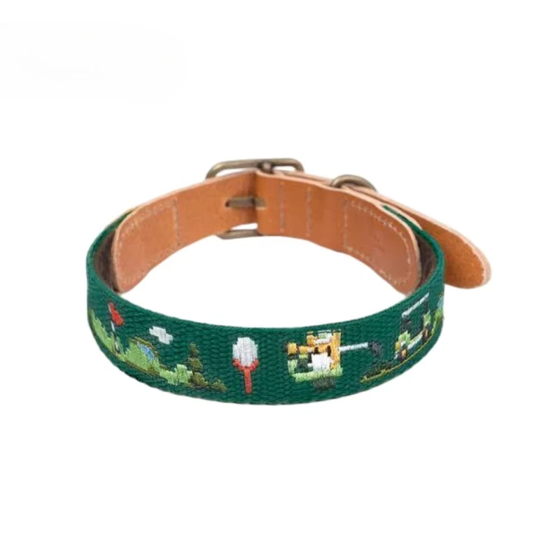 Factory Custom Dog Leather Collar & Leash Cross-Stitch Design Low MOQ for Pet Owners Only 1 Piece to Start