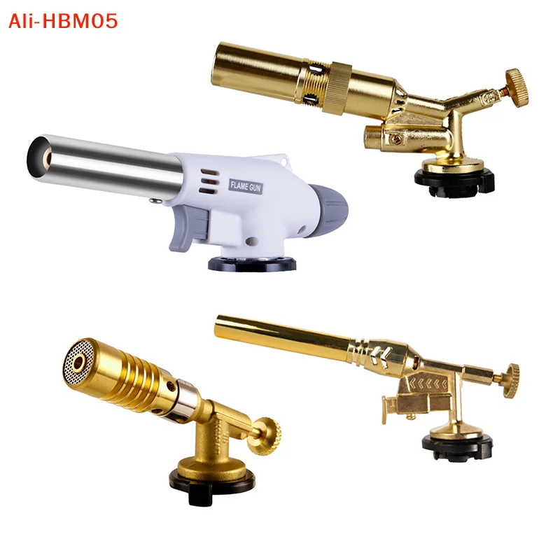 (HB05)Portable Welding Gas Torch Flame Nozzle Butane Burner Outdoor Camp BBQ Lighter Flamethrower Supply Welding Equipment