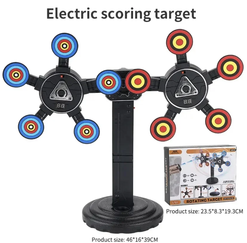 

Электронная мишень для подсчета очков, автоматический сброс отскока, вращающаяся мишень, электрический звук и свет, подвижный пистолет, мишень, игрушка, подарок на день рождения
