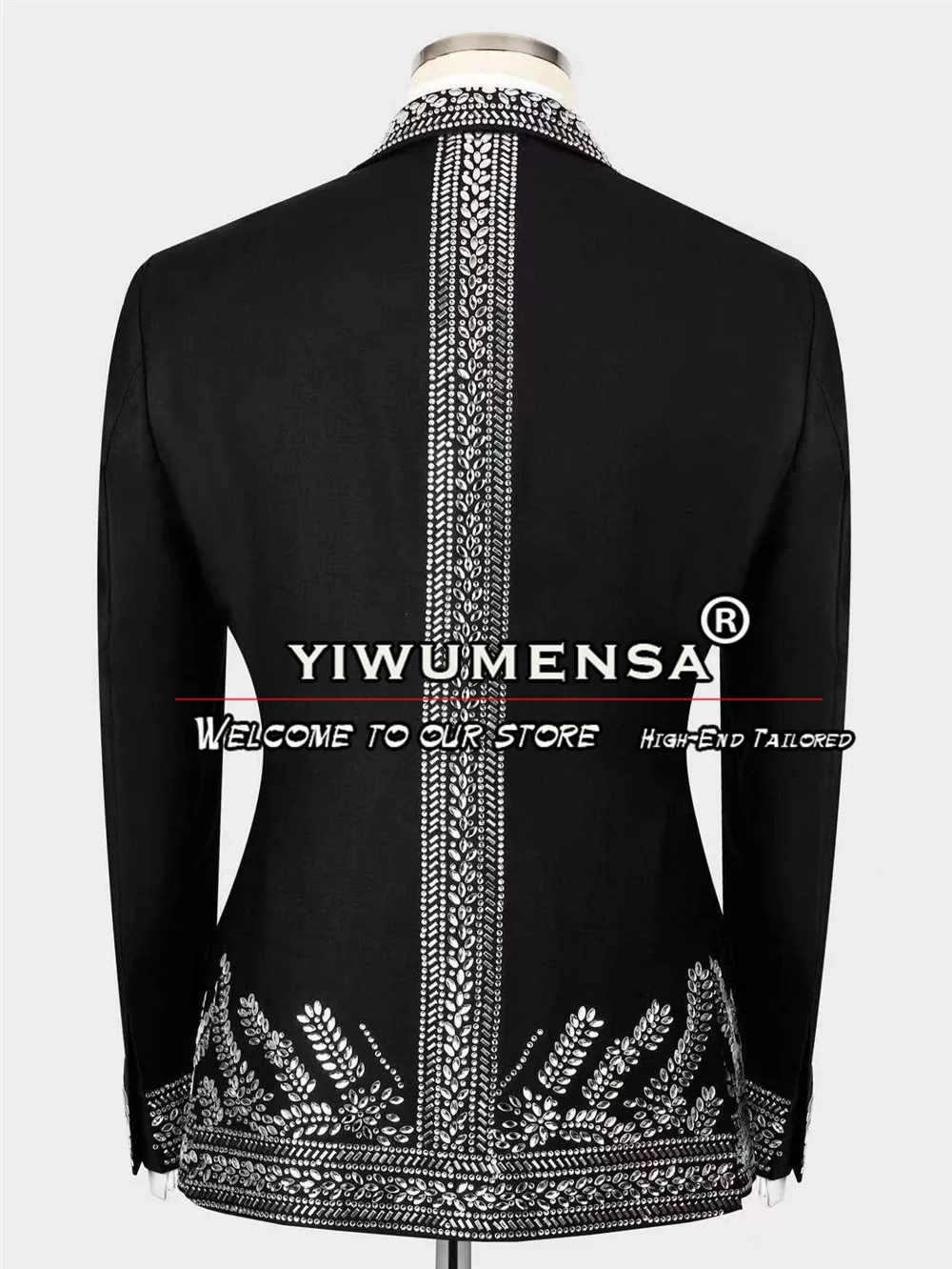 Exquisite Men Suits Heavy Glitter Beaded Handmade Wedding Groom Tuxedos 2 Pieces Male Banquet Prom Party Blazer Costume Homme