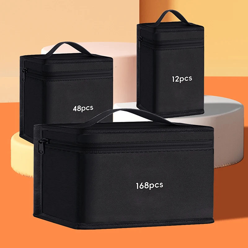 

New Sale Markers Pen Black Storage Bag Massive Large Capacity Zipper Canvas Pencil Bag Watercolor Pen Stationery Bag Portable