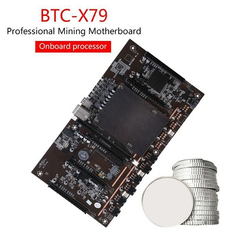 BTCX79 H61 Miner Motherboard With 24Pins Power Connector+Fan LGA 2011 DDR3 Support 3060 3070 3080 GPU For BTC Mining