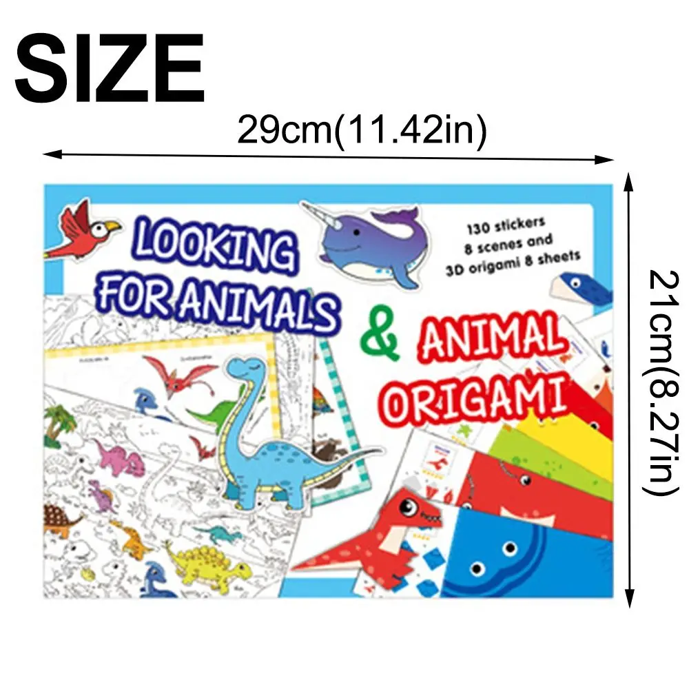 Kreative Suche Finden Stickerbuch Cartoon Tier Lustige 3D Origami Bücher Hand-on Puzzle Interaktiv