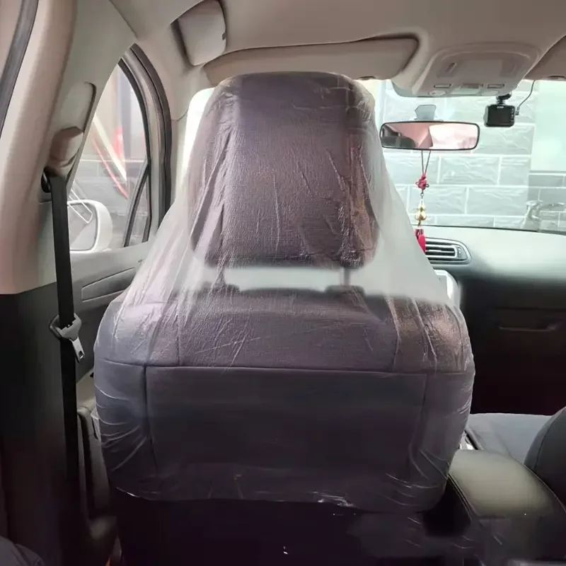 

10pcs Car Disposable Seat Covers Plastic Transparent Seat Film Cover Portable Dust Proof Dirt Proof Seat Cover Car Accessories