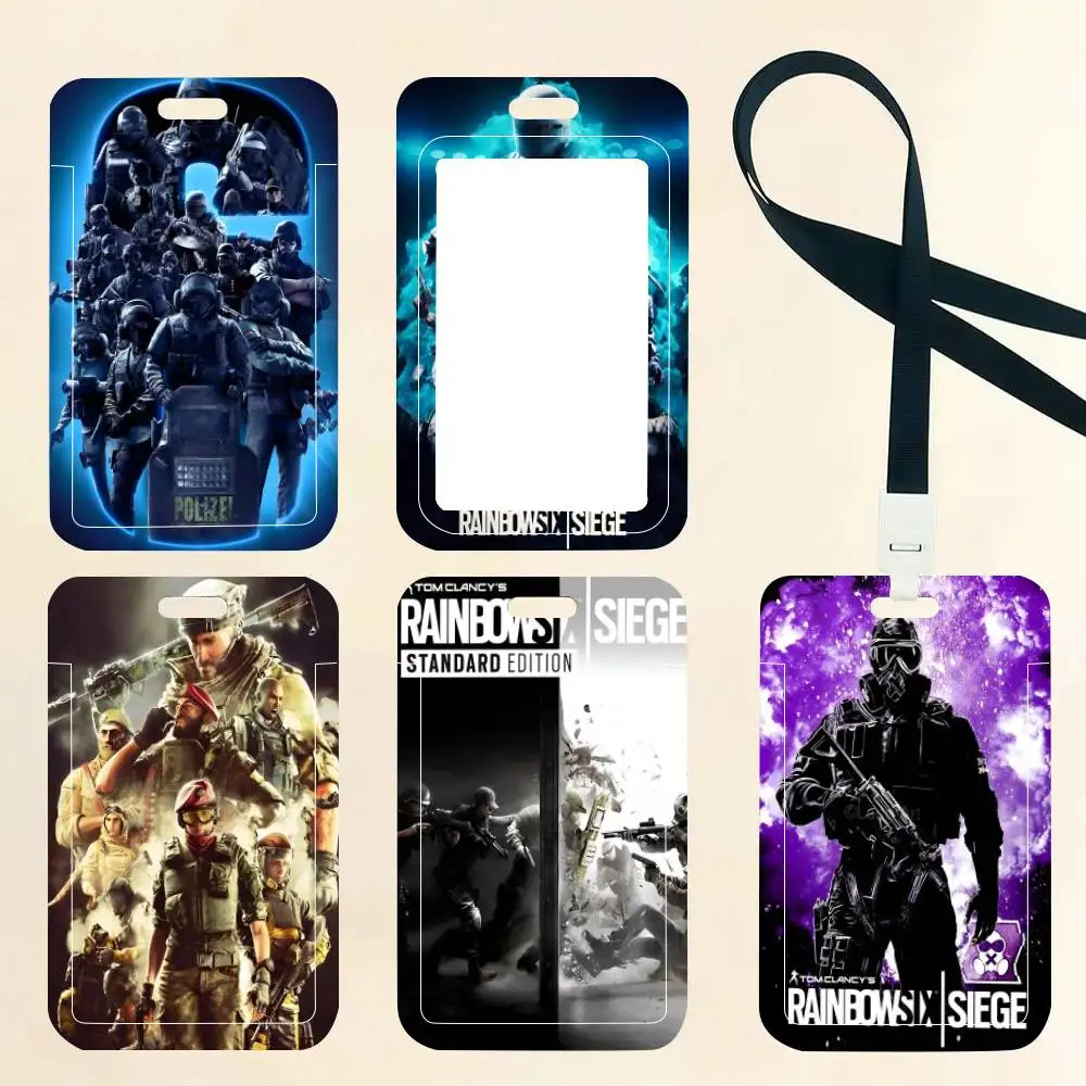 

HD T Tom Clancys Rainbow Six Siege ID Card Holder Neck Strap Pendant Door Badge Holder Lanyards Keychain Work Credential