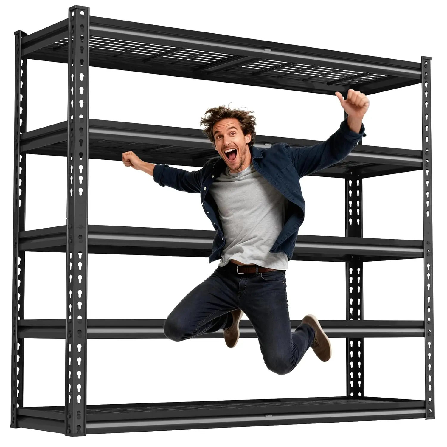 

5-ярусный металлический стеллаж для гаража, выдерживающий нагрузку до 1370 кг, регулируемый, для склада, мастерской, 48x24x72, на заказ