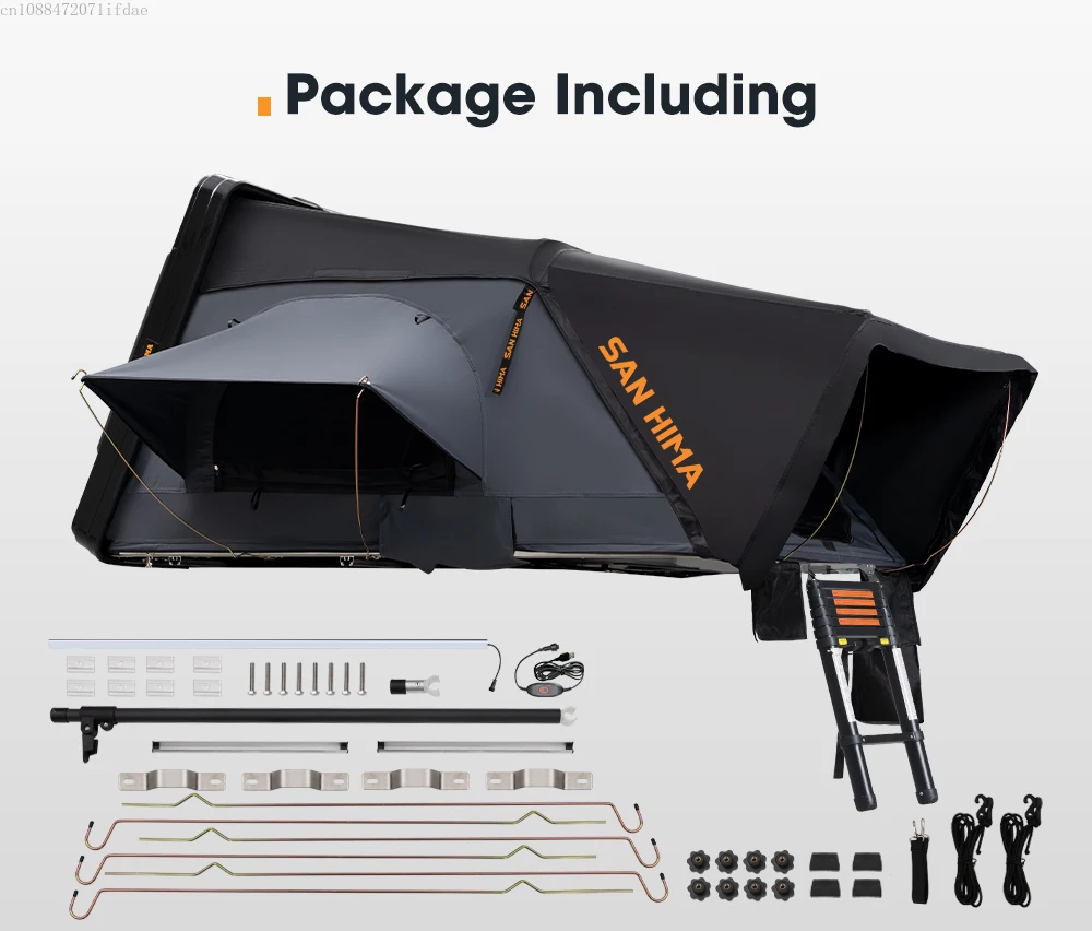 

SAN HIMA UV Resistant Waterproof 4 Person Hard Shell Roof Top Tent ABS Clamshell Hardshell Car Rooftop Tent For 4x4 Camping