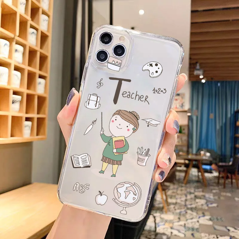 Funny Cute Teacher Doctor Nurse Clear Phone Case for IPhone 13 12 11 14 15 Pro MAX XR 7 X XS 8 Plus Profession Soft Cover Fundas