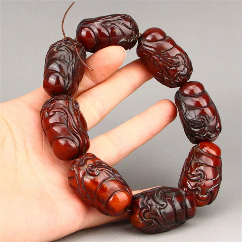Tibetan Yak Horn Bracelet With Guan Gong Figure