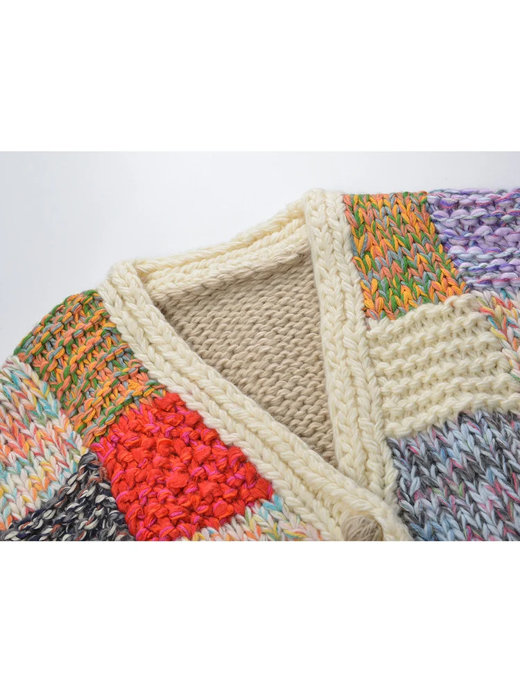 

High-End Hand-Knitted Thi Yarn Sweater Loose V-Ne Open Cardigan Top for Women Casual Sle Autumn Winter Outerwear