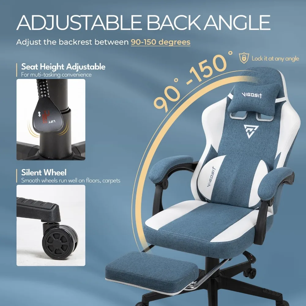 Gaming Chair with Pocket Spring Cushion, almofada de apoio lombar, Novo, 2023