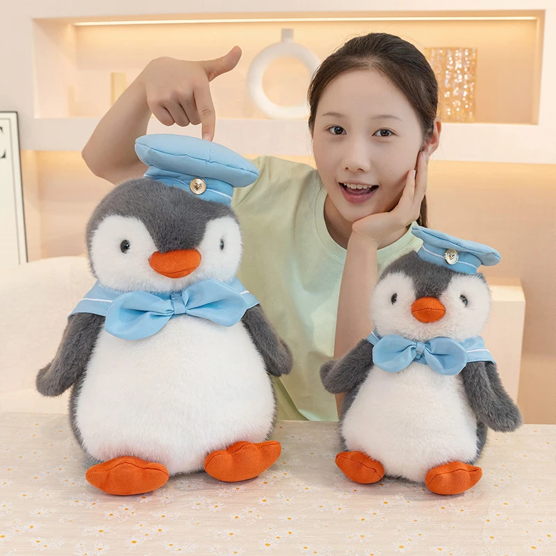Kawaii Marineblaues kleines Pinguin-Plüschtier, gefüllte Puppe, süßes kuscheliges Baby-Kindergeburtstagsgeschenk für Mädchen, weiches, beruhigendes Tierkissen