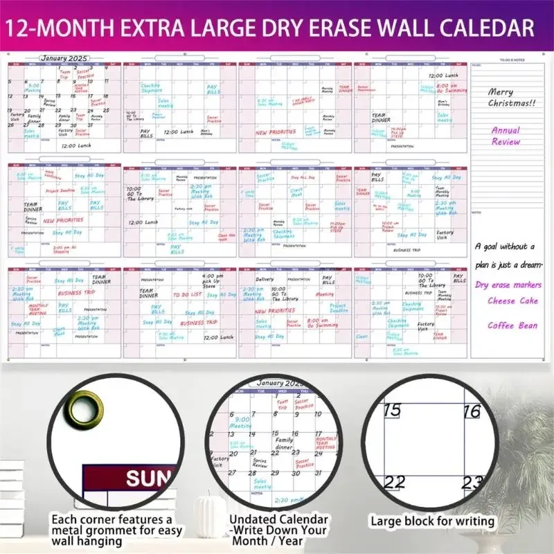 Настенный календарь на 2026 год для просмотра, календарь-ежегодник, стираемый настенный календарь, настенный органайзер для и